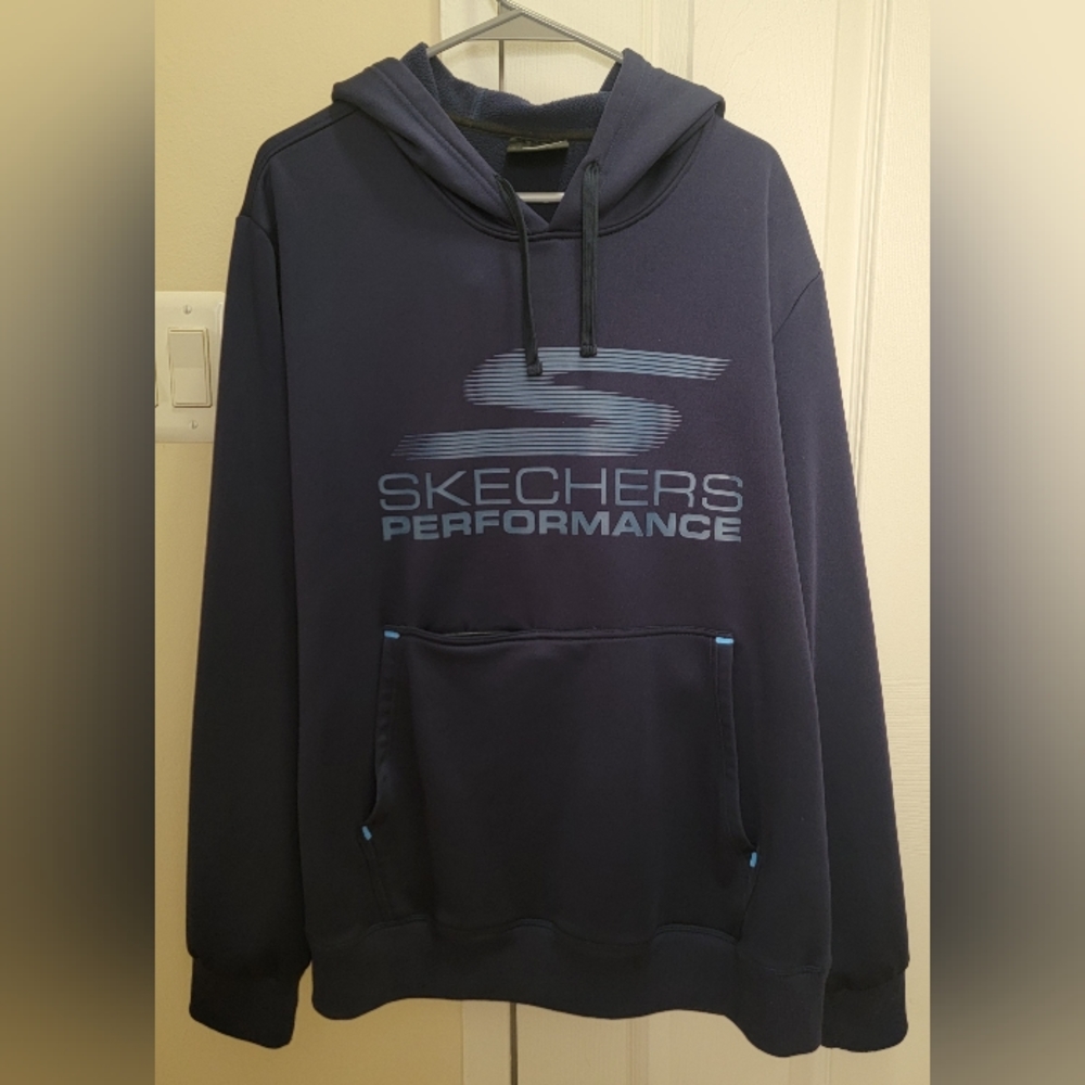 Skechers Performance Pullover Sweatshirt blue hoodie mens XL, great shape